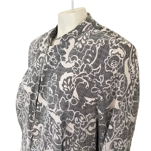 KAREN SCOTT Long Sleeve Floral Blazer Jacket in Blue & White  SZ 2X - Picture 3 of 9
